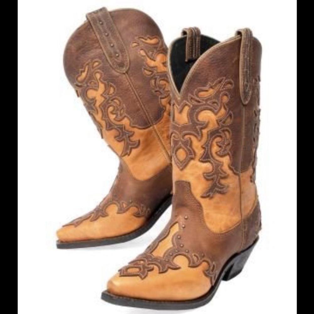 NWT Sz8 Brown Rockin country leather cowboy boots
